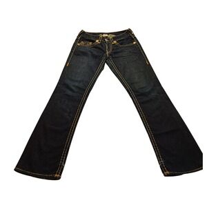 True Religion Bobby Super T Straight Leg Men's 31x34 Jeans Dark Wash Yellow